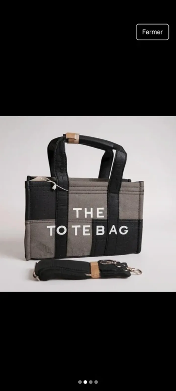 Sac à main the tote bag noir et gris neuf - photo numéro 2
