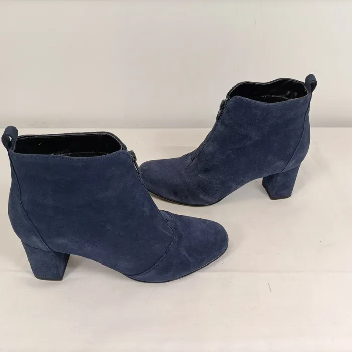 Bottines à talon hauts blues marine en cuir La Halle taille 37 C018 - photo numéro 7