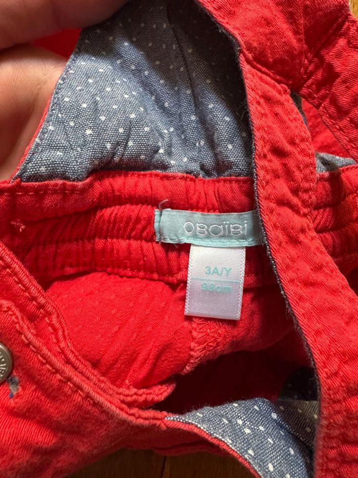 Salopette courte  okaïdi 3 ans fille rouge très bon état - photo numéro 4