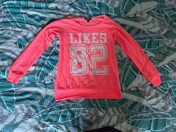 Teeshirt rose fluo et blanc Jennifer - Taille L