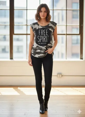 T-shirt Camouflage Free spirit – Style Urbain – Taille S