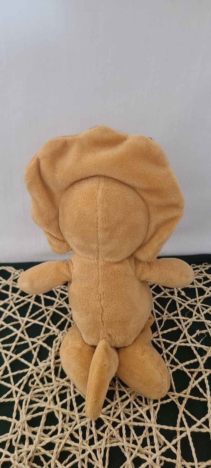 Peluche doudou dinosaure tricératops UK CA beige marron blanc - photo numéro 3