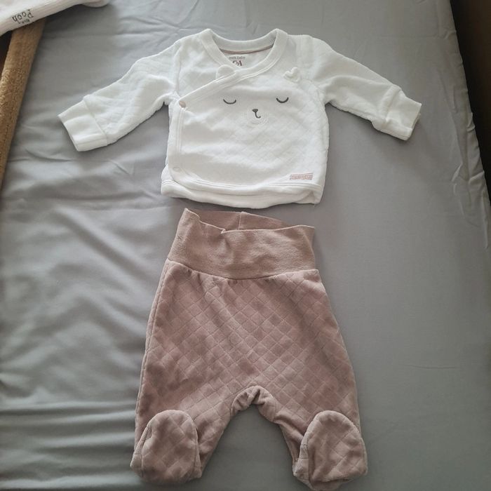 1 ensemble velour hiver Coton bébé garçon 56cm 1-3 mois c&a baby/mini baby