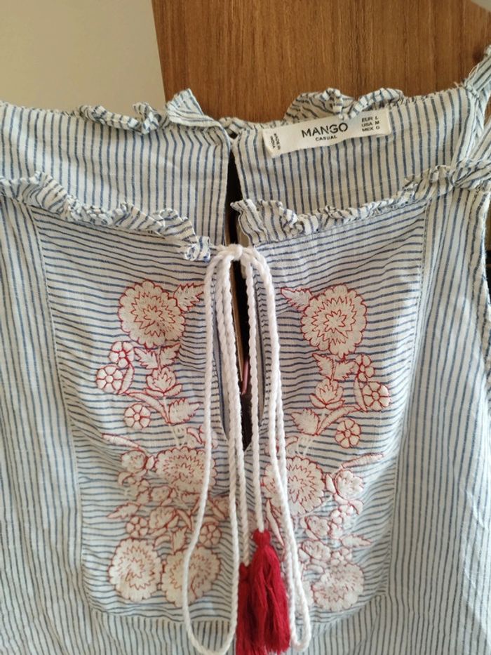 Très joli top style marinière avec imprimés fleuris de la marque Mango taille L - photo numéro 3