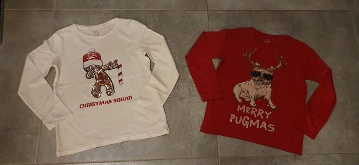 Lot de 2 tee shirts Noël 7/8 ans