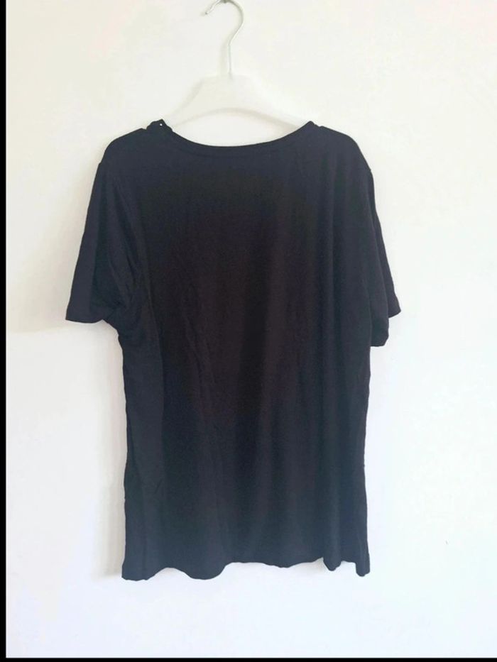 Tee-shirt noir à sequins motif chat T38-M - photo numéro 2