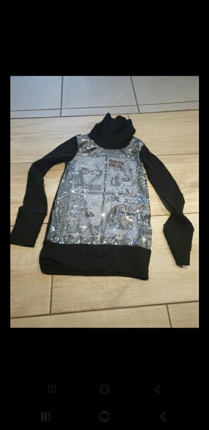 Pull col roulé paillettes 7 ans - photo numéro 2