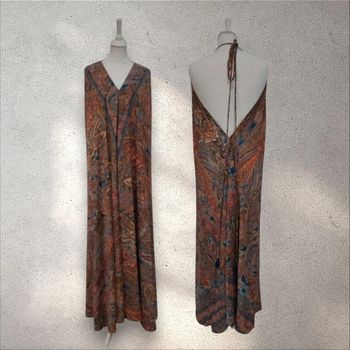 Robe longue imprimé 100 % soie ajustable free size