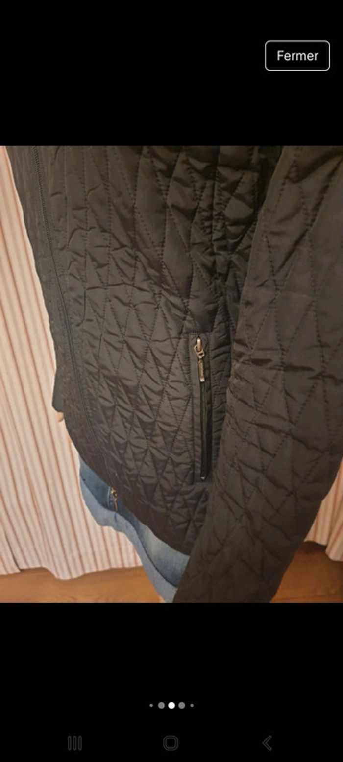 Veste Matelassé Stefanel noire fr 38 col fourrure - photo numéro 6