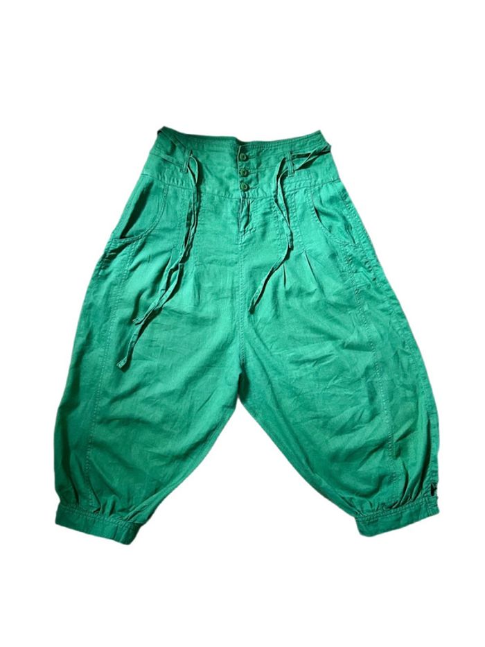 🌿Sarouel lin vert vintage taille 36/38 boho hippie ethnic festival green linen harem pants🌿 - photo numéro 9