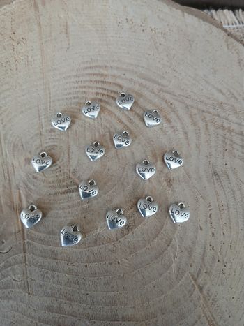 Lot de 22 breloques coeurs love argenté