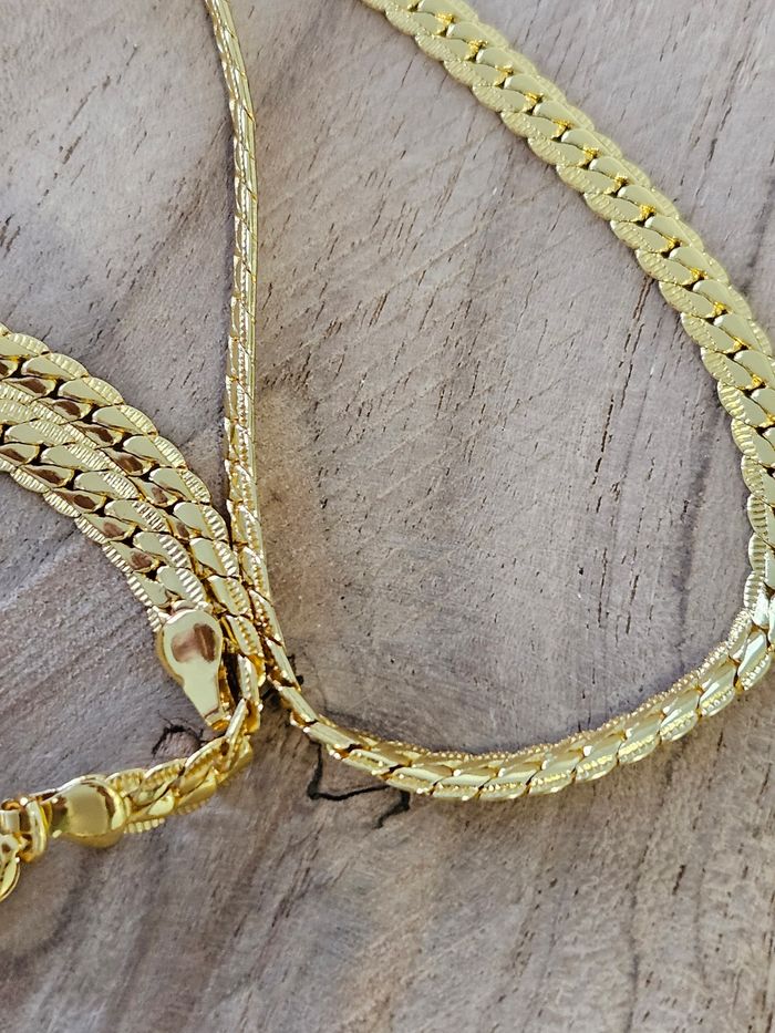 Ensemble en or plaqué 18k maille serpent 5mm - photo numéro 2