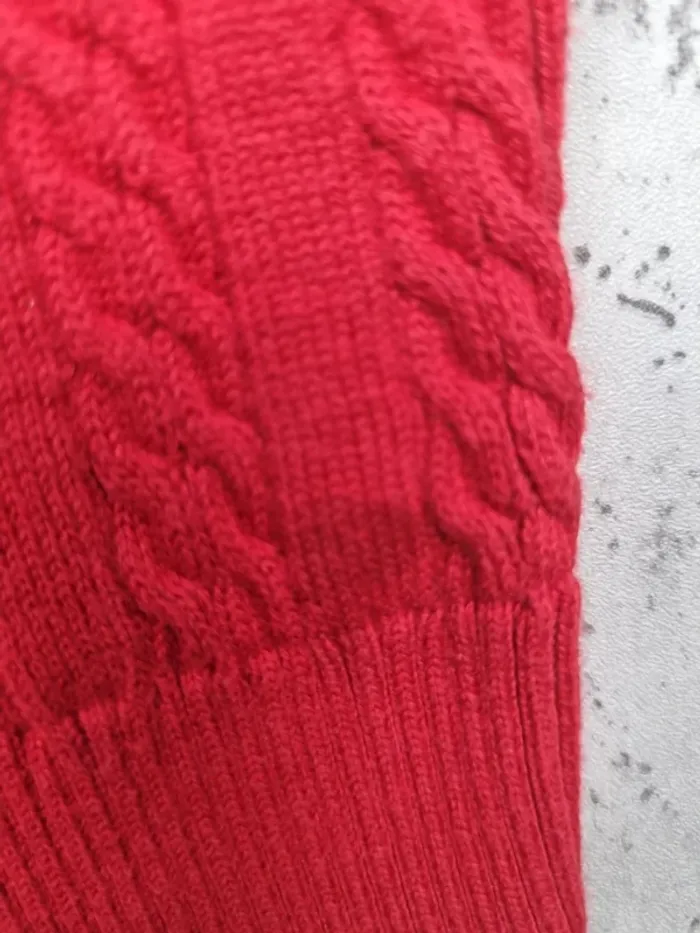 Pull torsadé Tommy Hilfiger rouge – Taille XL Femme (mesures en photos) - photo numéro 9