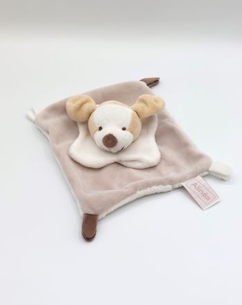 Doudou plat chien marron beige blanc Alinéa Doudou et Compagnie DC2239al