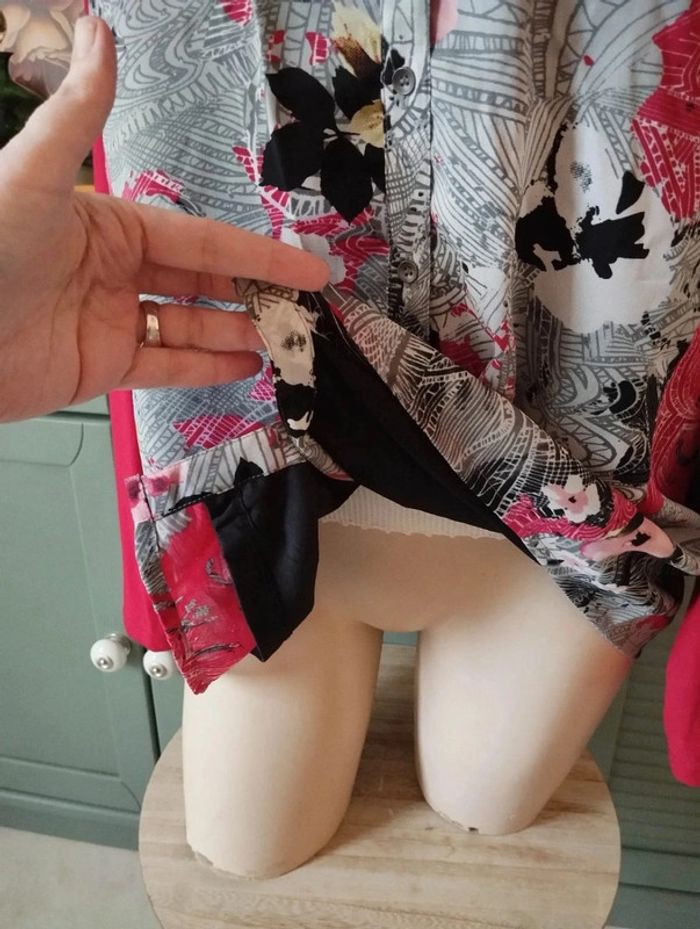 🌹 Blouse Fleurie Bi-Matière & Sequins Jac-Jac T42/44🌹 - photo numéro 9