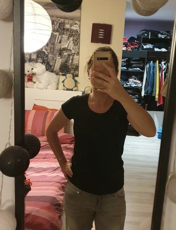 T-shirt noir Basic Ligne à suivre M