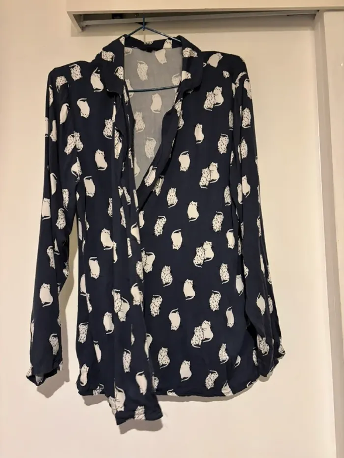 Gilet de pyjama Etam motif chat taille 38-M très bon état