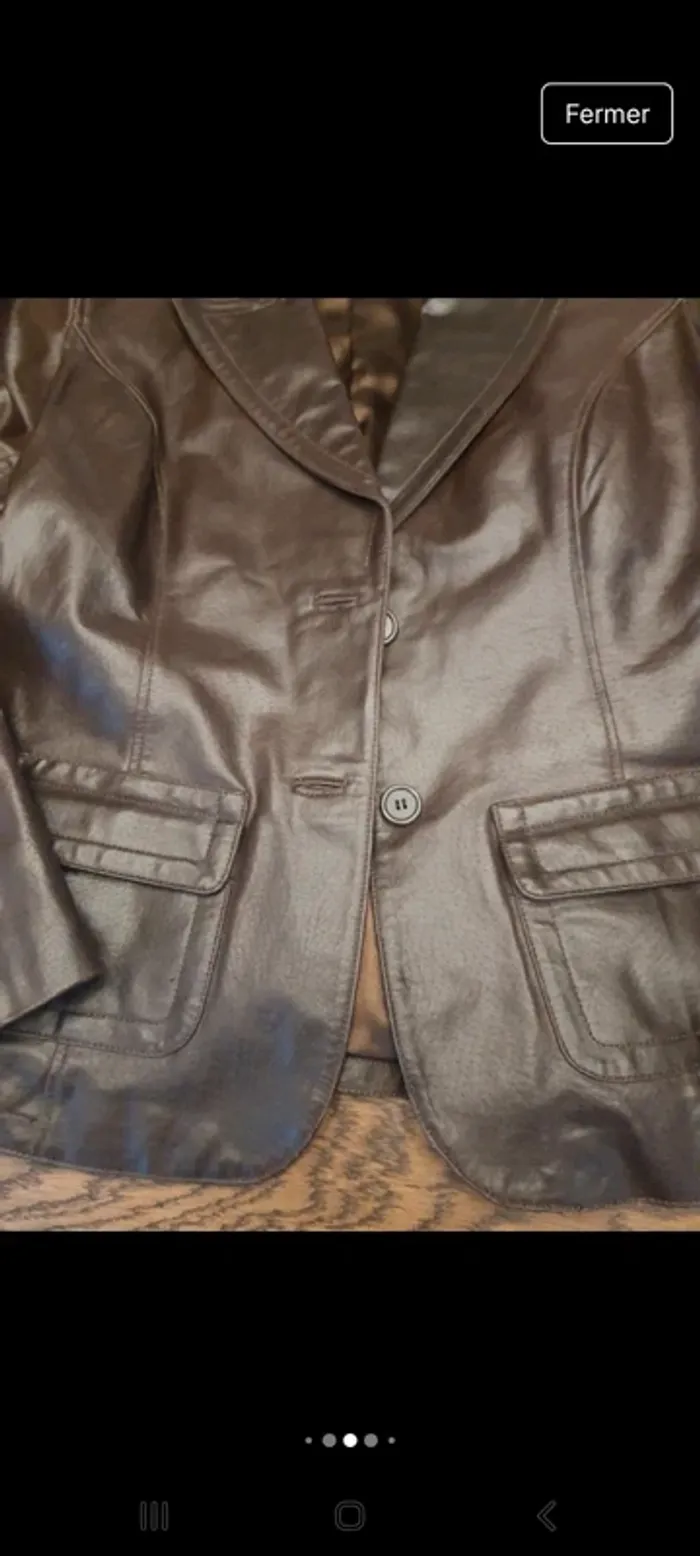 Veste Blazer en cuir Marron Etam fr 44 be 42 - photo numéro 10
