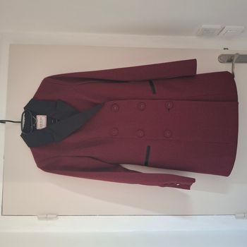 Veste longue femme à carreaux bordeaux et noir - Taille S - GUESS