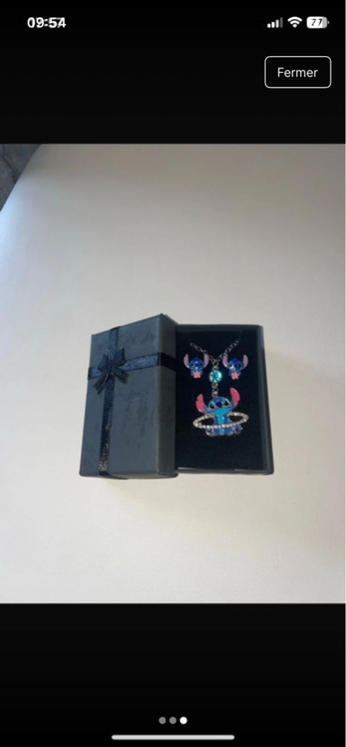 Collier + boucle d’oreille stitch - photo numéro 3