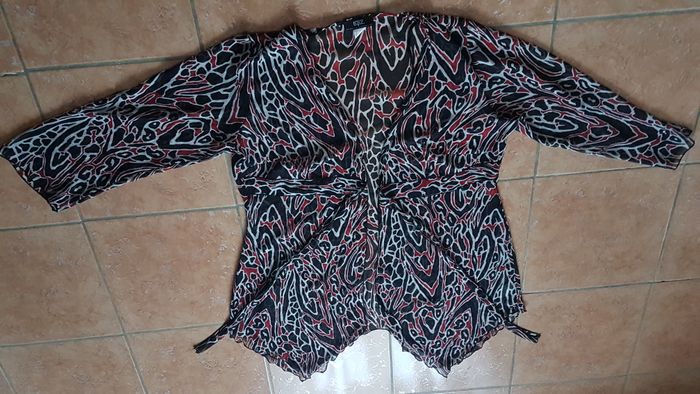 Tunique fluide femme 52 noire et rouge BPC Sélection