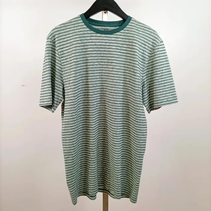 T-shirt rayé vert/gris slim fit WE Taille M Style casual homme A808
