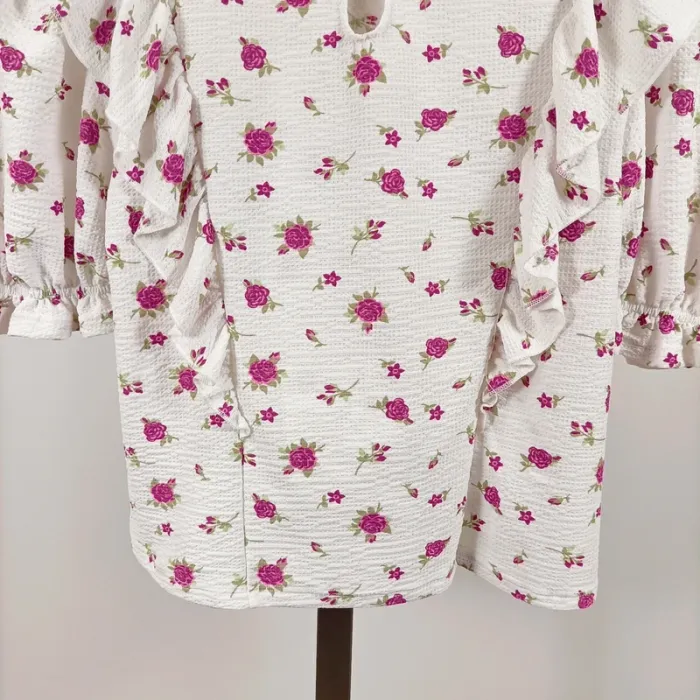 Blouse Miss Selfridge fleurs roses volantée manches bouffantes romantique T38 EUR/UK10 A1104 - photo numéro 9