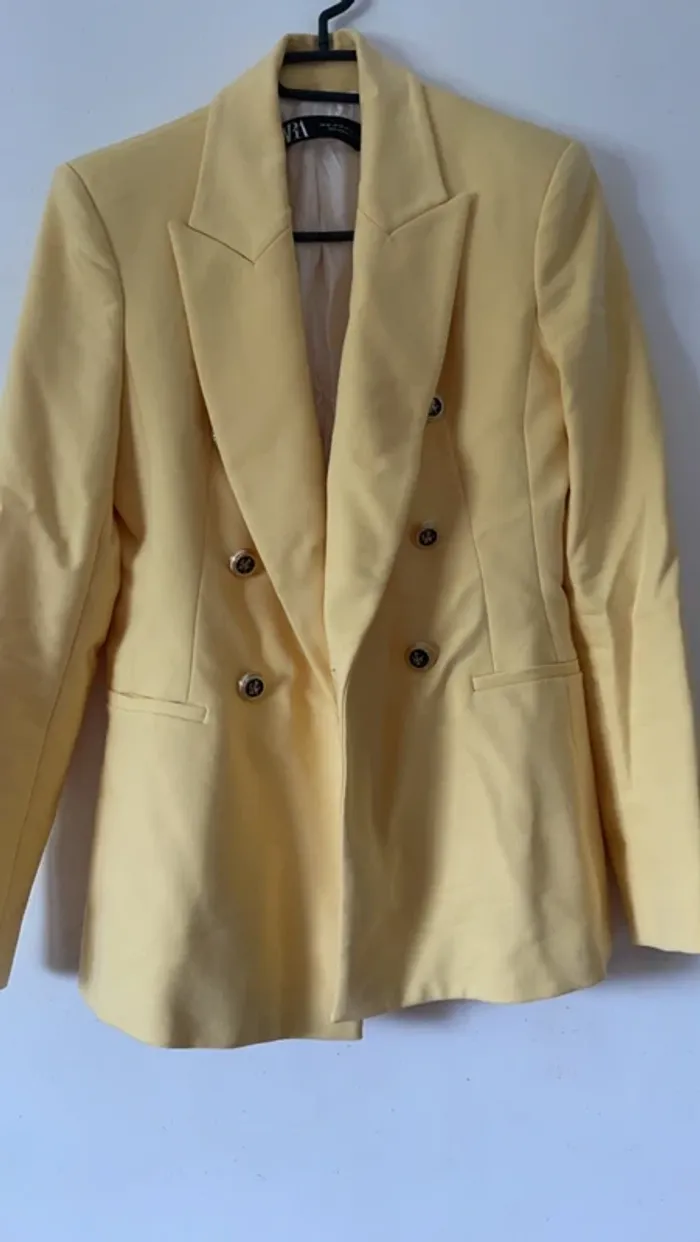 Ensemble Tailleur Jaune pâle Zara Veste Blazer + Pantalon XS/S 💛 - photo numéro 6