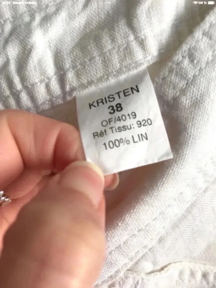 Pantacourt femme blanc en lin taille 40 neuf jamais porté - photo numéro 9