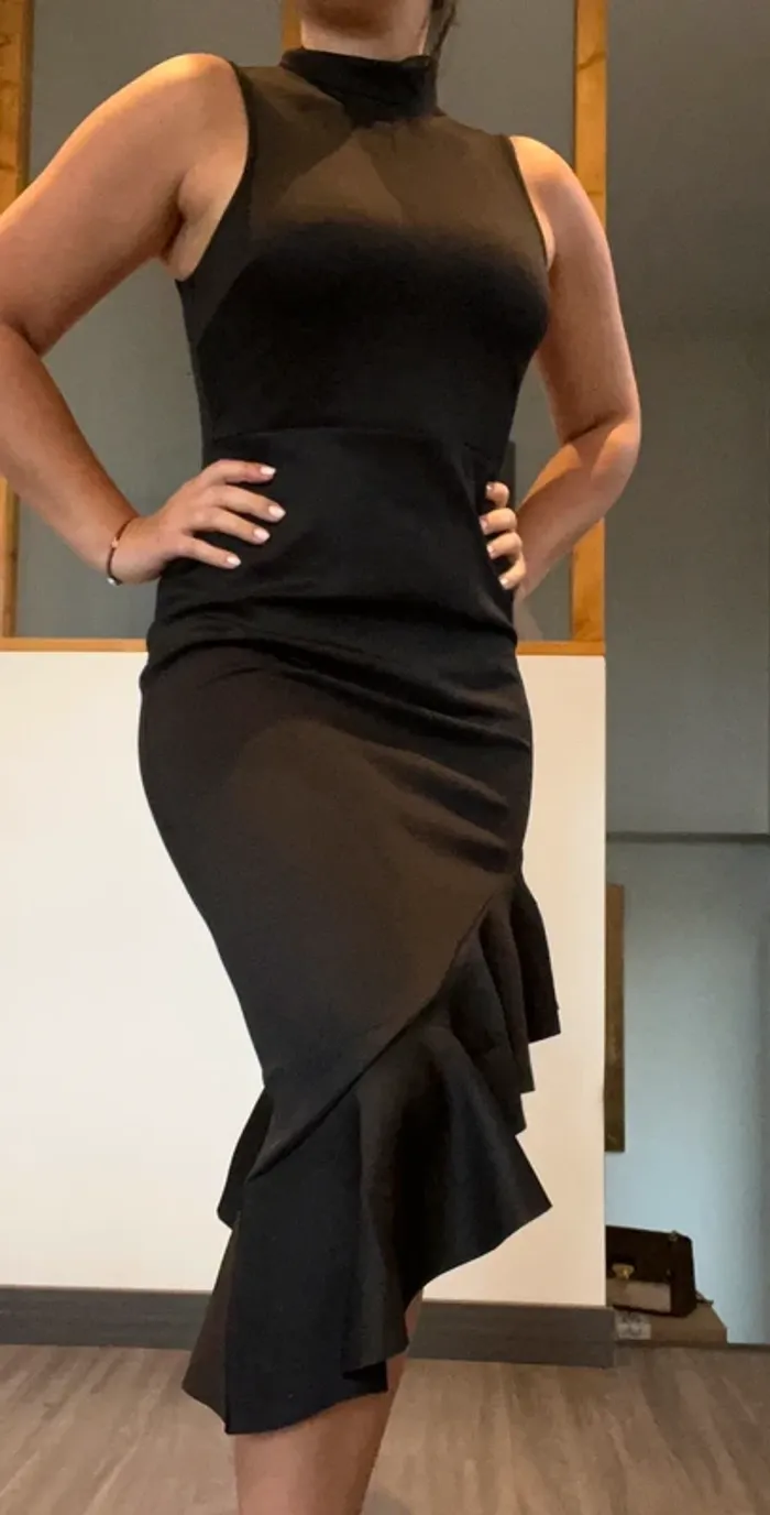 Robe longue asymétrique col roulé sexy - photo numéro 2