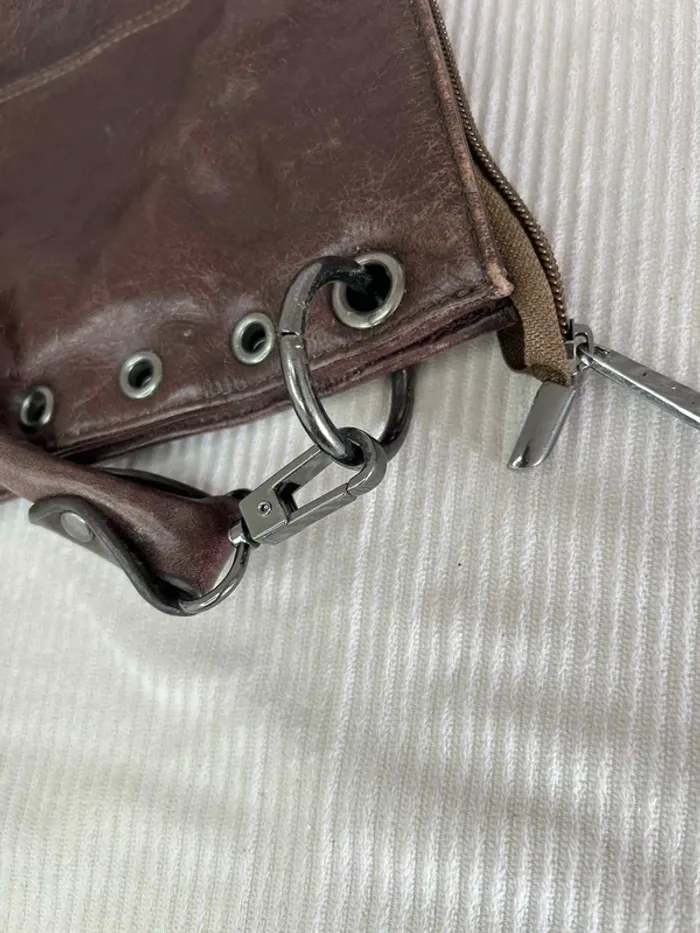 Sac à main en cuir marron kewechris style vintage - photo numéro 6