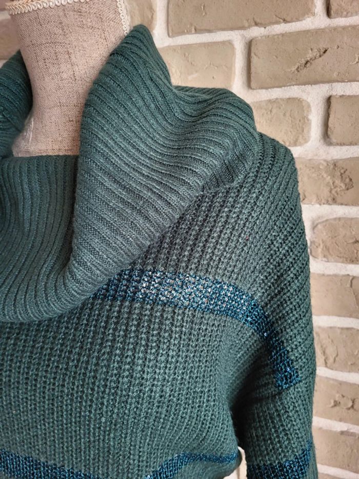 Pull col châle vert sapin - Beloved - Casual chic - photo numéro 2