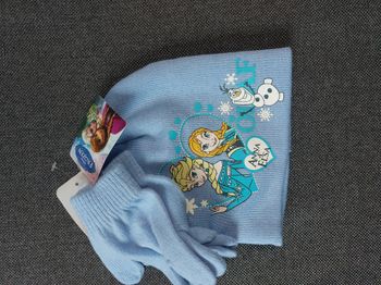 beau ensemble bonnet gants la reine des neiges bleu 52
