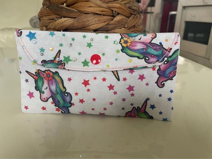 Bel étui à lunette solide ou pochette pour petits articles tissu licorne neuve - photo numéro 14