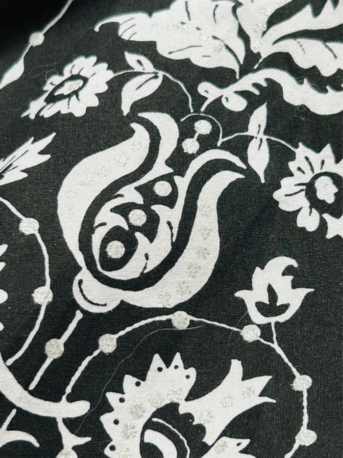 🖤🌿Jupe volante vintage fleurie baroque floral black white mid-length skirt🌿🖤 - photo numéro 14