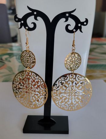 BOUCLES D'OREILLES MANDALA DORE ! NEUF !