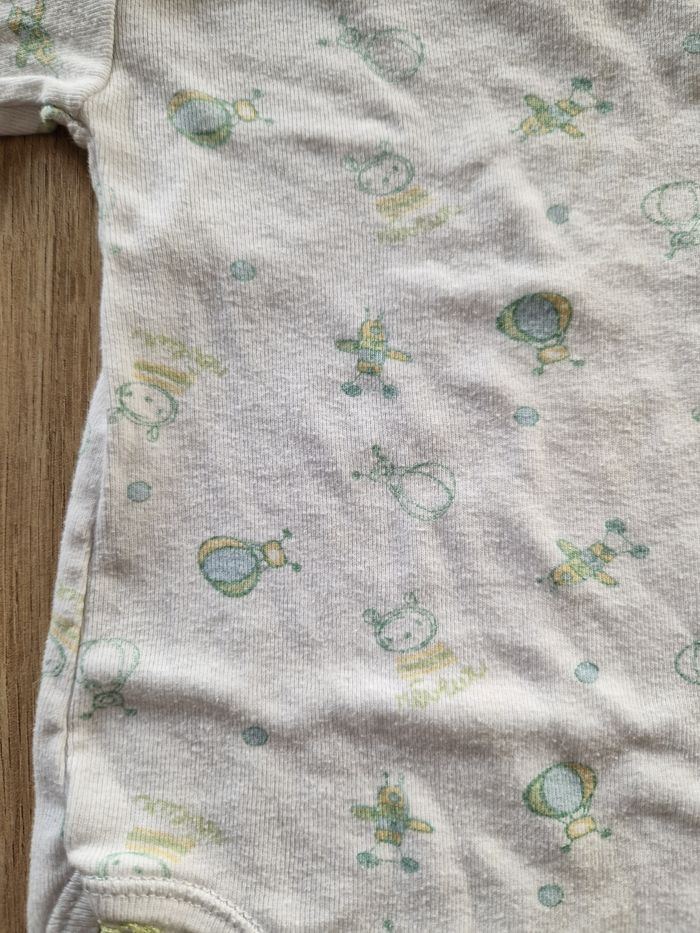 Body Bébé Manches Longues Blanc à Motifs (6 Mois) - photo numéro 2