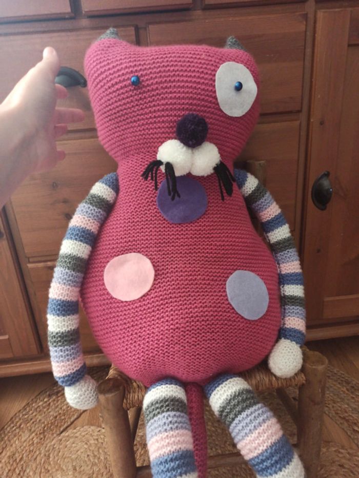 peluche crochet 80 cm chat tbe - photo numéro 5