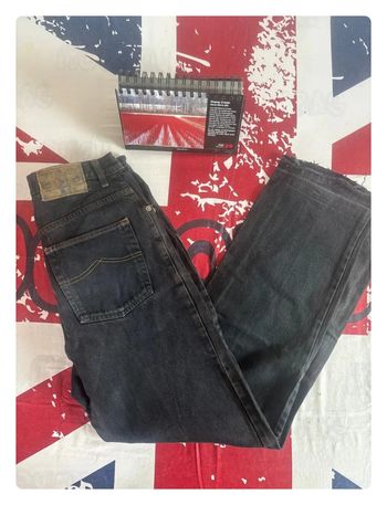 Pantalon bleu/noir délavé taille 40 vintage coupe droite patte d’éléphant