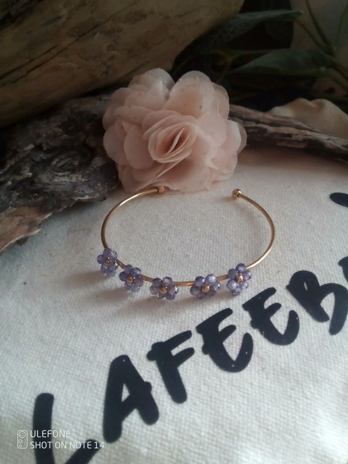 Bracelet bohemia fleurs en pierres d'améthyste - photo numéro 2