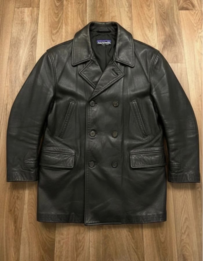 🧥Manteau en cuir véritable marron foncé doublé shearling – vintage & premium