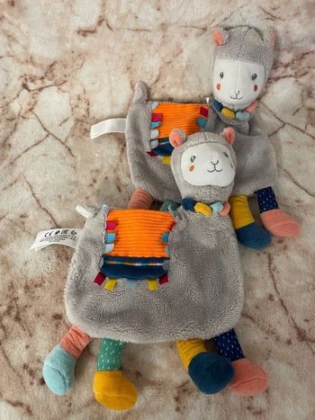 Lot de 2 Doudou plat lama gris multicolore Kiabi Nicotoy Simba Toys