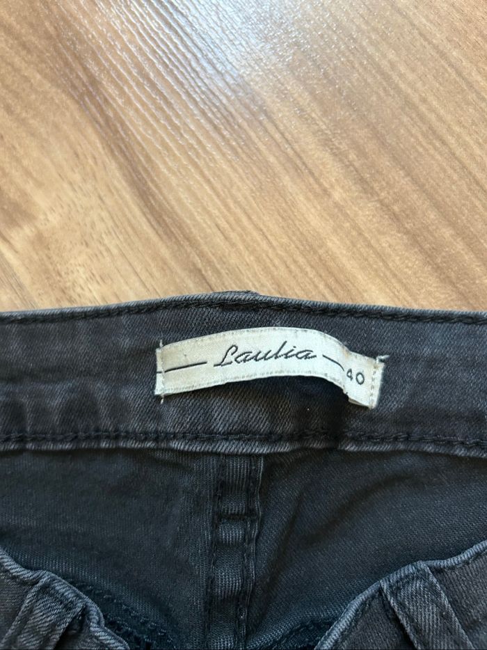 Pantacourt / Short en jean noir Slim Laulia Tailles XS-S - photo numéro 5