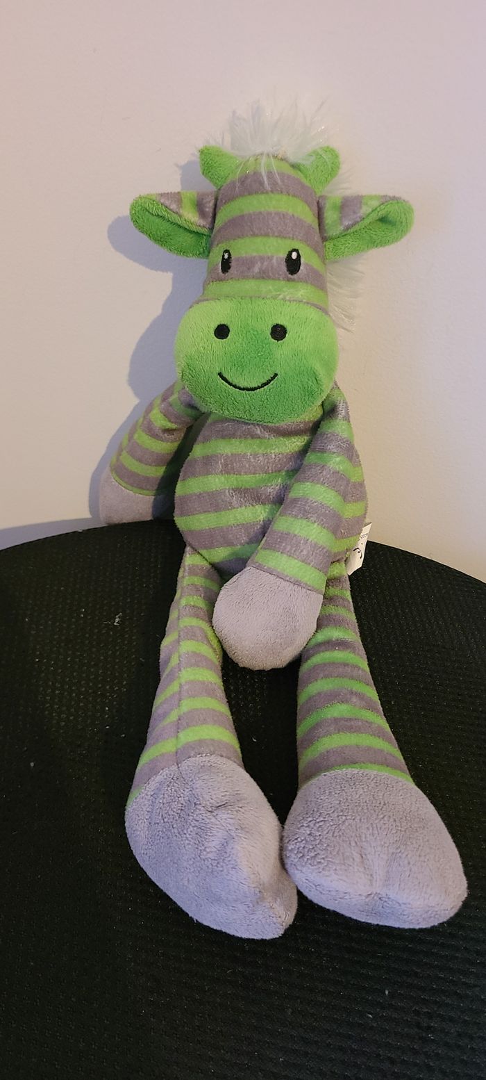 DOUDOU PELUCHE max & sax ANE CHEVAL VERT GRIS RAYE - photo numéro 4