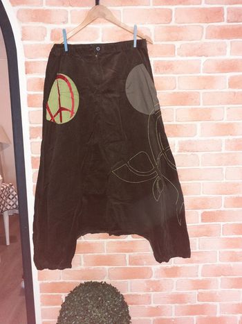 Sarouel velours côtelé marron et vert - T. L/XL