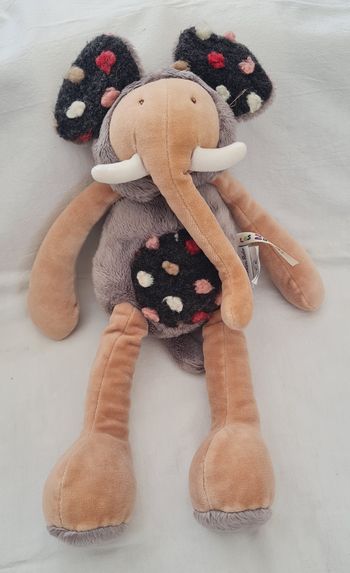 Doudou peluche Baou l'éléphant  les zazous 33 cm- Moulin Roty