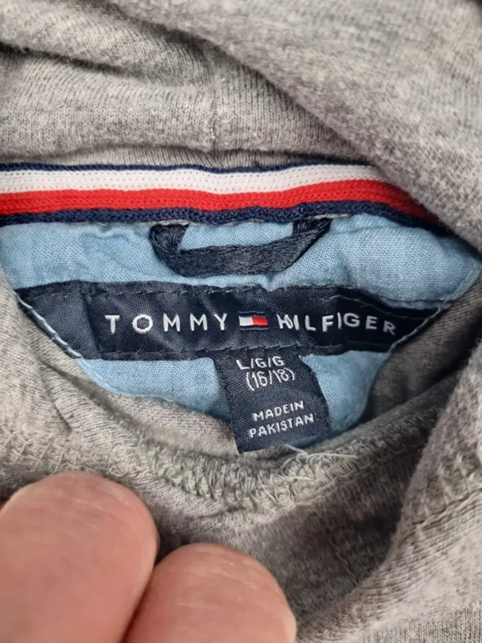 Sweat à capuche Tommy Hilfiger gris clair – Taille L Femme - photo numéro 3