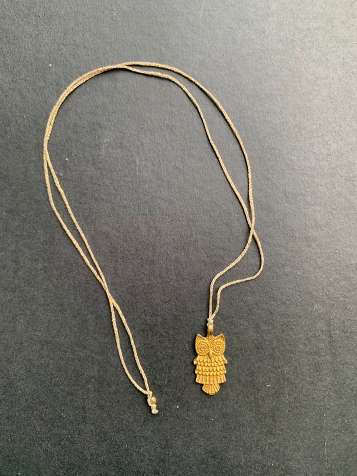 Collier sautoir doré hibou