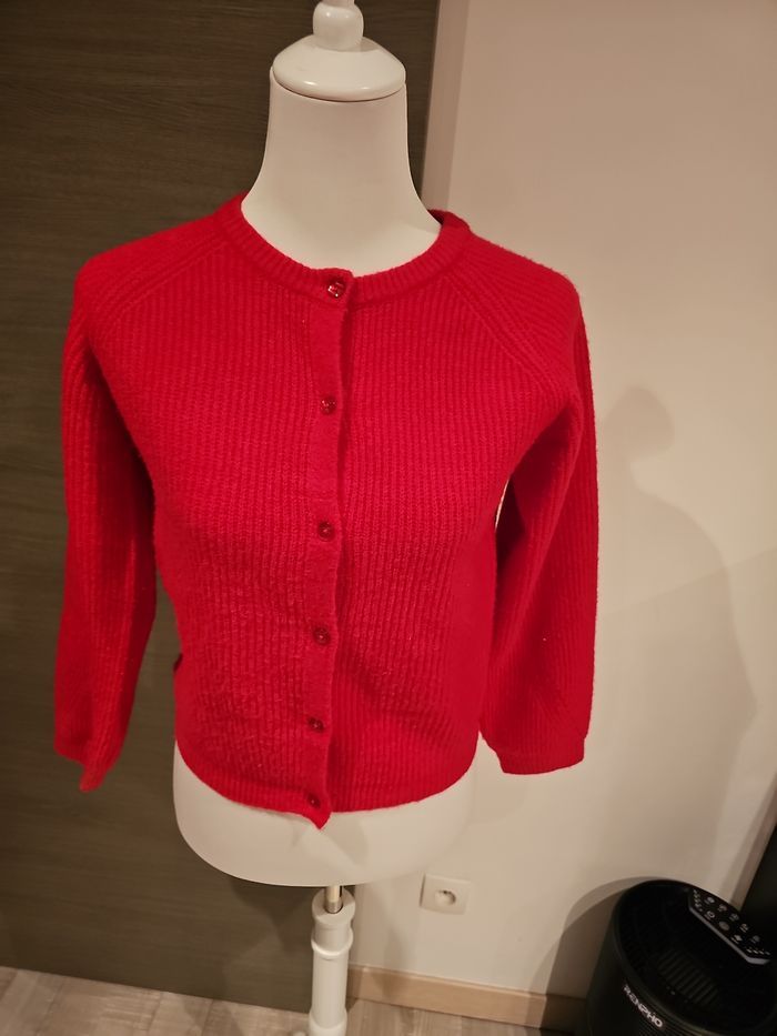 gilet framboise fille maille taille 14 ans