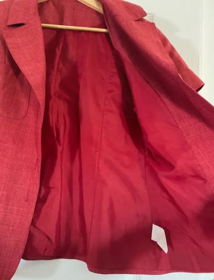 Blazer chemise vintage rouge framboise – coupe cintrée – vibe 90s/2000s chic - photo numéro 3